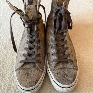 John Varvatos Gray High-Top Sneakers RARE Size 12